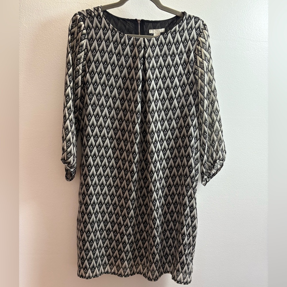 NWOT H&M Black and White Long Sleeve Mini Sheath Dress 12